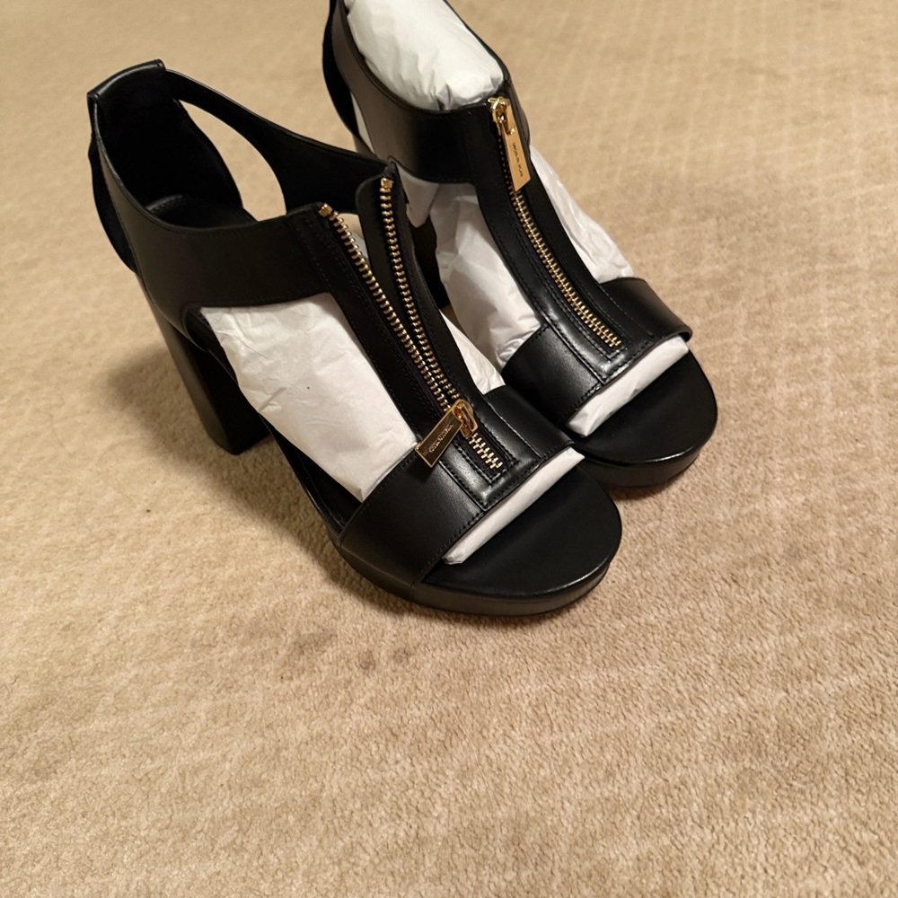 Michael Kors Black Block Heel Sandals